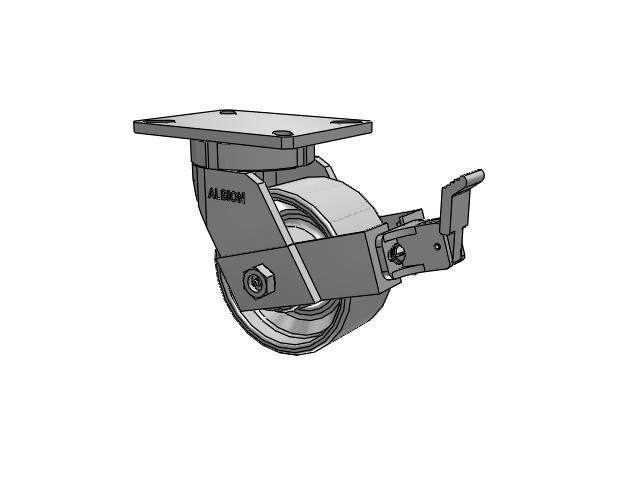 470 Series Top Plate Swivel Caster with 6 x 3 Grey Enamel CA - Cast Iron Wheel and Face Brake