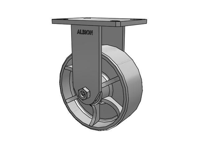 470 Series Top Plate Rigid Caster with 8 x 3 Grey Enamel CA - Cast Iron Wheel