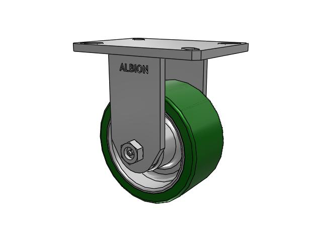 470 Series Top Plate Rigid Caster with 6 x 3 Green Tread on Aluminum Core PE - Polyurethane (Cast Iron Core) Wheel