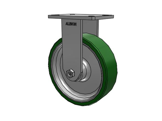 470 Series Top Plate Rigid Caster with 10 x 3 Green Tread on Aluminum Core PE - Polyurethane (Cast Iron Core) Wheel
