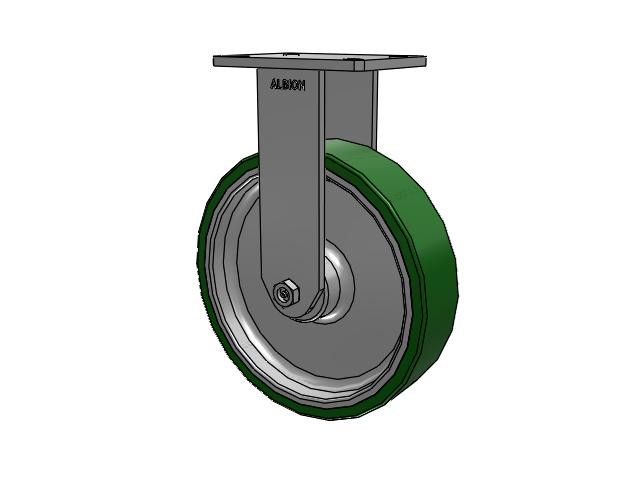 470 Series Top Plate Rigid Caster with 12 x 3 Green Tread on Aluminum Core PE - Polyurethane (Cast Iron Core) Wheel