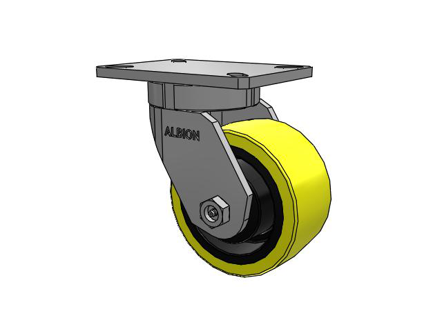 470 Series Top Plate Swivel Caster with 6 x 3 Yellow Tread on Black Cast Iron Core PF - Polyurethane (Heavy Duty Cast Iron Core) Wheel