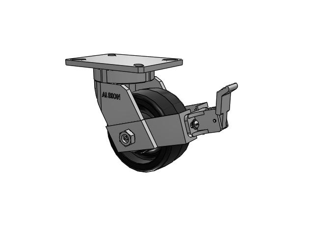 470 Series Top Plate Swivel Caster with 6 x 3 Black Phenolic Resin TM - Phenolic Wheel and Face Brake