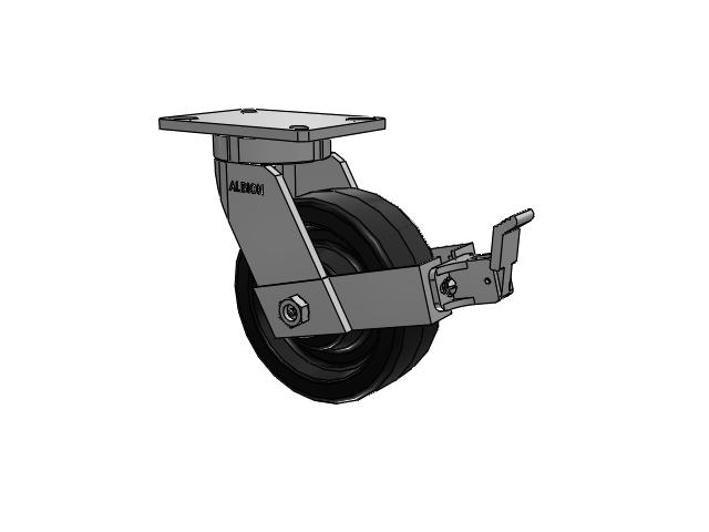 470 Series Top Plate Swivel Caster with 8 x 3 Black Phenolic Resin TM - Phenolic Wheel and Face Brake