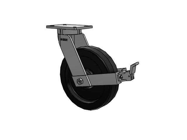 470 Series Top Plate Swivel Caster with 12 x 3 Black Phenolic Resin TM - Phenolic Wheel and Face Brake