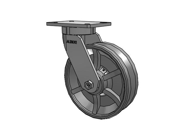 470 Series Top Plate Swivel Caster with 10 x 3 Silver Enamel Paint VG - Cast Iron V-Groove Wheel