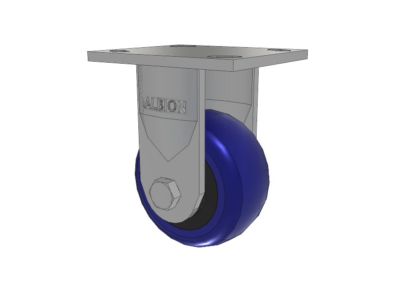 16 Series Top Plate Rigid Caster with 4 x 2 Blue Tread on Grey Polypropylene Core EG - Eagle Polyurethane (Polypropylene Core) Wheel
