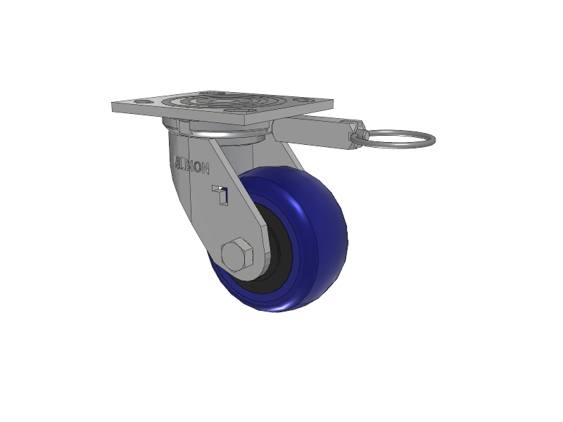16 Series Top Plate Swivel Caster with 4 x 2 Blue Tread on Grey Polypropylene Core EG - Eagle Polyurethane (Polypropylene Core) Wheel