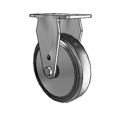 30 Series Top Plate Zinc Rigid Caster with 5 x 1.25 Cushion Rubber (+ Side Plates) Wheel