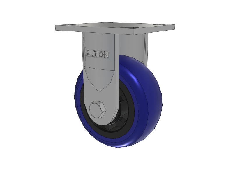 16 Series Top Plate Rigid Caster with 5 x 2 Blue Tread on Grey Polypropylene Core EG - Eagle Polyurethane (Polypropylene Core) Wheel