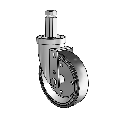 30 Series Square Stem Zinc Swivel Caster with 5 x 1.25 Welded Disc Polyurethane Wheel