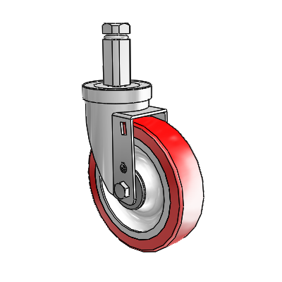 30 Series Square Stem Zinc Swivel Caster with 5 x 1.25 Advantage Heat (Flat) Wheel