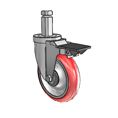 30 Series Square Stem Zinc Swivel Caster with 5 x 1.25 Advantage Heat (Round) Wheel and PosiLoc Brake