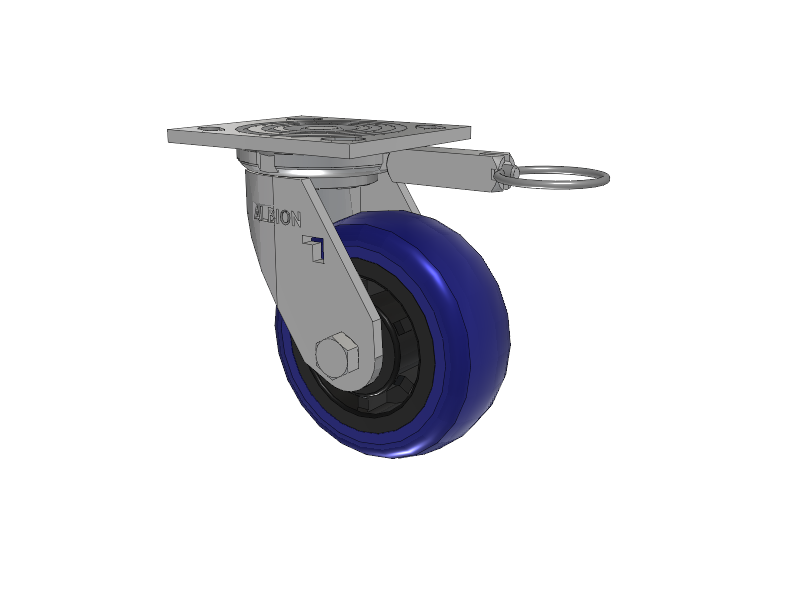 16 Series Top Plate Swivel Caster with 5 x 2 Blue Tread on Grey Polypropylene Core EG - Eagle Polyurethane (Polypropylene Core) Wheel