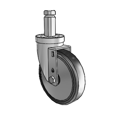 30 Series Square Stem Zinc Swivel Caster with 5 x 1.25 Cushion Rubber (+ Side Plates) Wheel