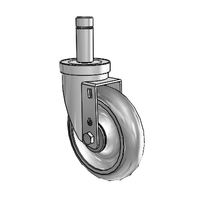 30 Series Grip Ring Zinc Swivel Caster with 5 x 1.25 PolyLock (Grey) Wheel