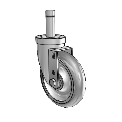 Roulette pivotante à anneau de préhension de la série 30 en zinc avec roue PolyLock 5 x 1,25 (grise)