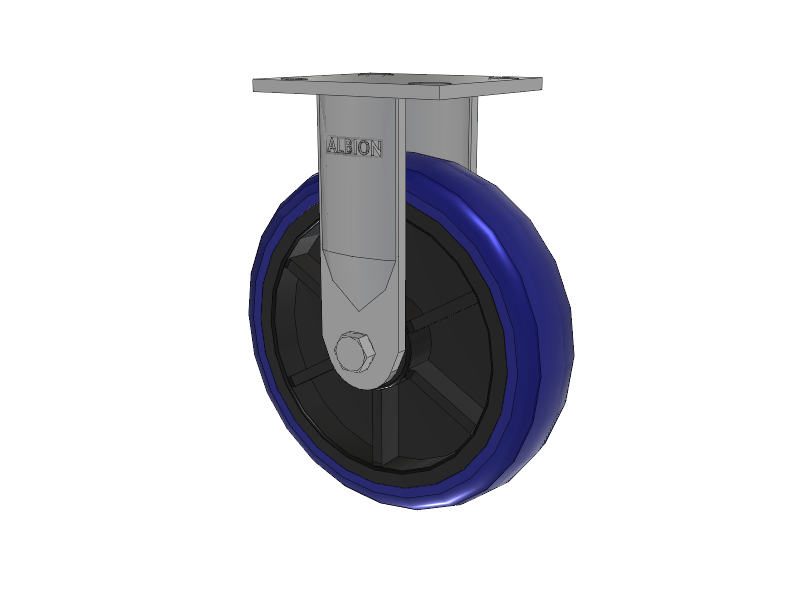 16 Series Top Plate Rigid Caster with 8 x 2 Blue Tread on Grey Polypropylene Core EG - Eagle Polyurethane (Polypropylene Core) Wheel