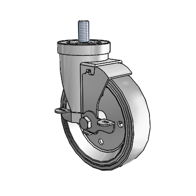30 Series Threaded Stem Zinc Swivel Caster with 5 x 1.25 Welded Disc Rubber (Grey) Wheel and VertiLoc Brake