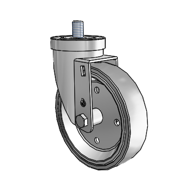 30 Series Threaded Stem Zinc Swivel Caster with 5 x 1.25 Welded Disc Rubber (Grey) Wheel