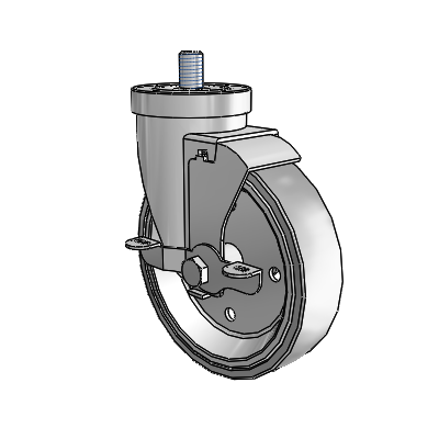 30 Series Threaded Stem Zinc Swivel Caster with 5 x 1.25 Welded Disc Rubber (Grey) Wheel and VertiLoc Brake