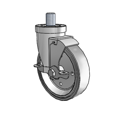 30 Series Threaded Stem Zinc Swivel Caster with 5 x 1.25 Welded Disc Rubber (Grey) Wheel and VertiLoc Brake