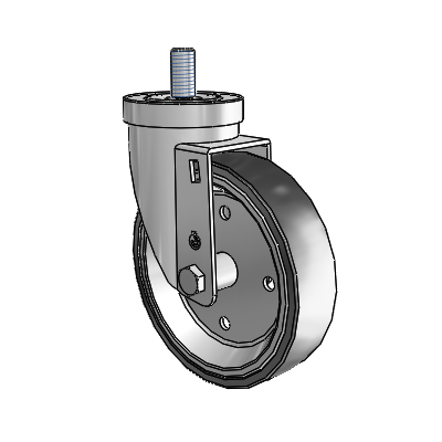 30 Series Threaded Stem Zinc Swivel Caster with 5 x 1.25 Welded Disc Polyurethane Wheel