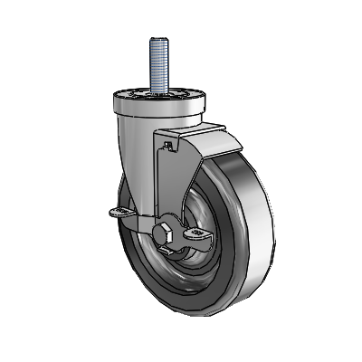 30 Series Threaded Stem Zinc Swivel Caster with 5 x 1.5 Phenolic Wheel and VertiLoc Brake