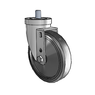 30 Series Threaded Stem Zinc Swivel Caster with 5 x 1.25 Hard Rubber Wheel