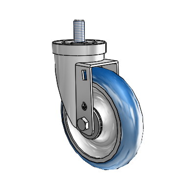 30 Series Threaded Stem Zinc Swivel Caster with 5 x 1.25 PolyLoc (Blue) Wheel