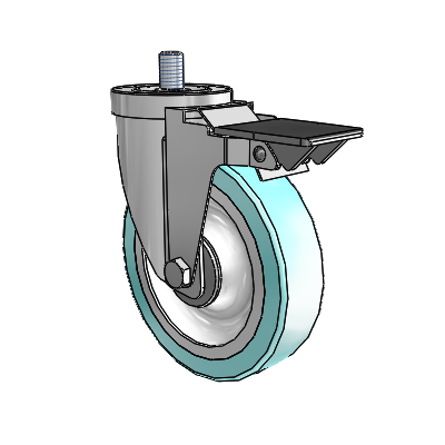30 Series Threaded Stem Zinc Swivel Caster with 5 x 1.25 Advantage Health Wheel and PosiLoc Brake