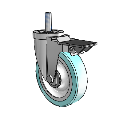 30 Series Threaded Stem Zinc Swivel Caster with 5 x 1.25 Advantage Health Wheel and PosiLoc Brake
