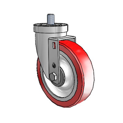 30 Series Threaded Stem Zinc Swivel Caster with 5 x 1.25 Advantage Heat (Flat) Wheel