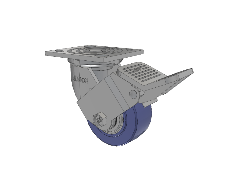 16 Series Top Plate Swivel Caster with 4 x 2 Blue HF - HydroTech (Flat) Wheel and Face Brake