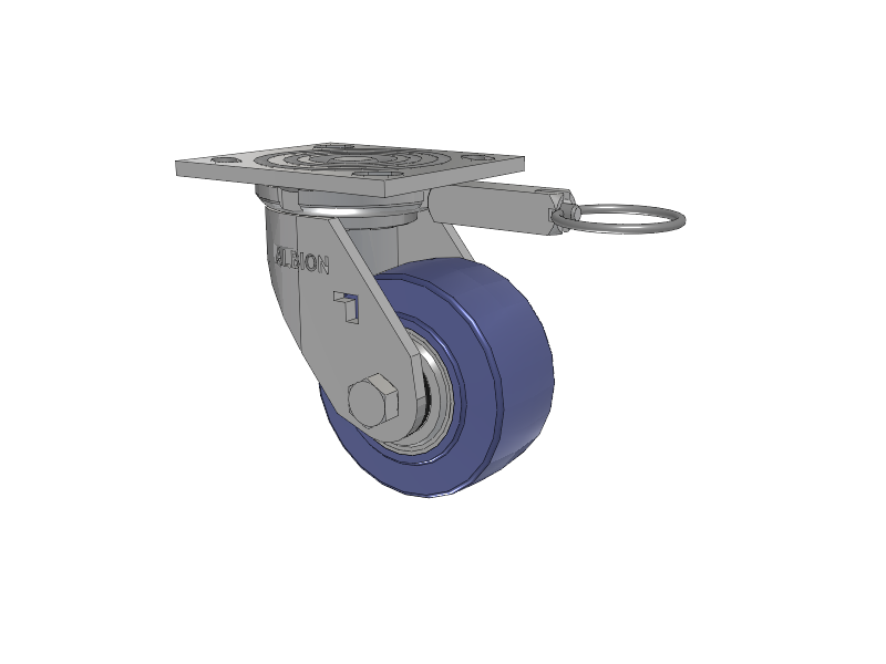 16 Series Top Plate Swivel Caster with 4 x 2 Blue HF - HydroTech (Flat) Wheel