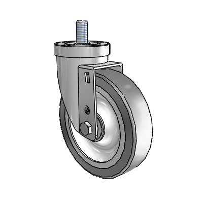 30 Series Threaded Stem Zinc Swivel Caster with 5 x 1.25 Advantage TPR (Flat) Wheel