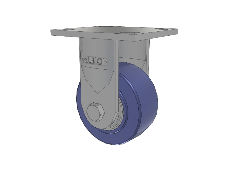 16 Series Top Plate Rigid Caster with 4 x 2 Blue HF - HydroTech (Flat) Wheel