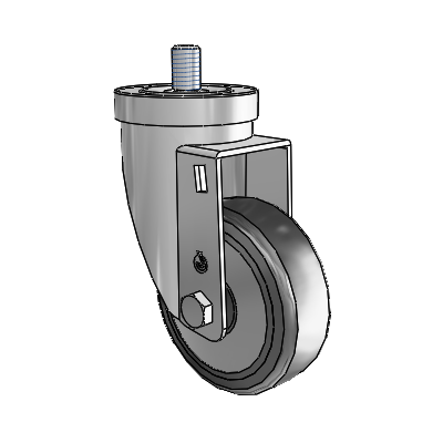 30 Series Threaded Stem Zinc Swivel Caster with 5 x 1.25 Hard Rubber (+ Side Plates) Wheel