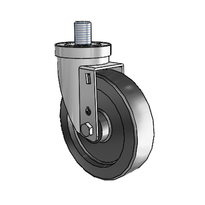 30 Series Threaded Stem Zinc Swivel Caster with 5 x 1.25 Polyolefin Wheel