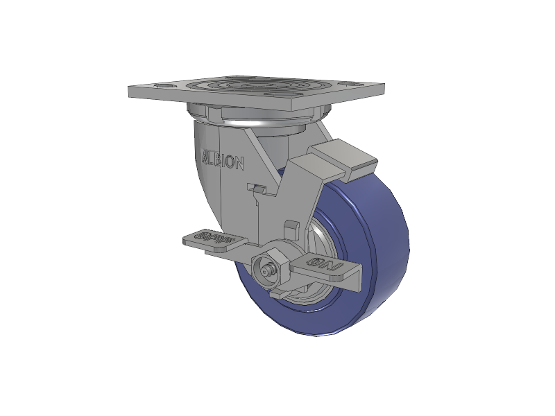 16 Series Top Plate Swivel Caster with 4 x 2 Blue HF - HydroTech (Flat) Wheel and Face Brake