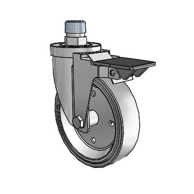 30 Series Pipe Thread Stem Zinc Swivel Caster with 5 x 1.25 Welded Disc Rubber (Grey) Wheel and PosiLoc Brake