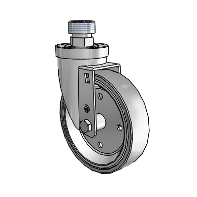 30 Series Pipe Thread Stem Zinc Swivel Caster with 5 x 1.25 Welded Disc Rubber (Grey) Wheel