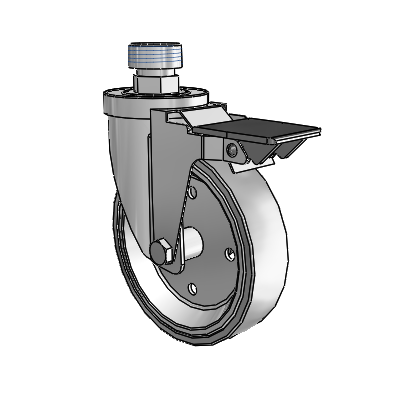 30 Series Pipe Thread Stem Zinc Swivel Caster with 5 x 1.25 Welded Disc Rubber (Grey) Wheel and PosiLoc Brake