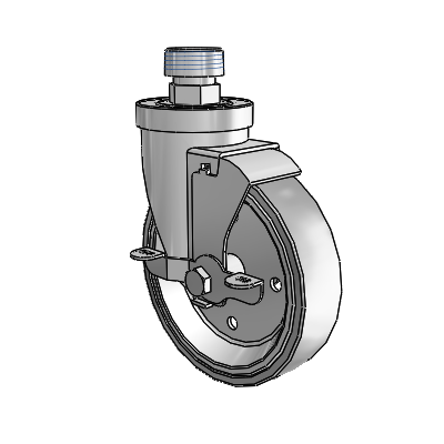 30 Series Pipe Thread Stem Zinc Swivel Caster with 5 x 1.25 Welded Disc Rubber (Grey) Wheel and VertiLoc Brake