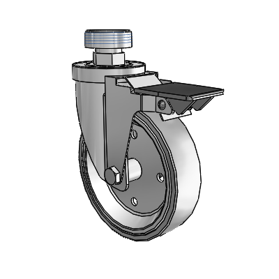 30 Series Pipe Thread Stem Zinc Swivel Caster with 5 x 1.25 Welded Disc Rubber (Grey) Wheel and PosiLoc Brake