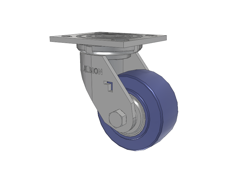 16 Series Top Plate Swivel Caster with 4 x 2 Blue HF - HydroTech (Flat) Wheel