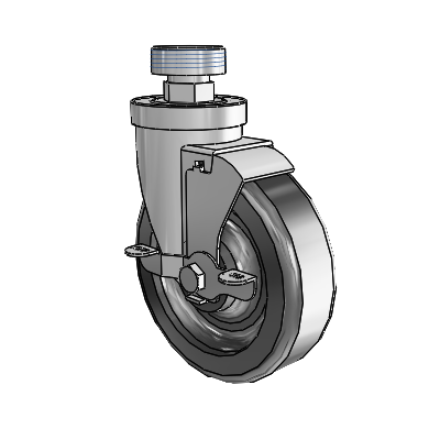 30 Series Pipe Thread Stem Zinc Swivel Caster with 5 x 1.5 Phenolic Wheel and VertiLoc Brake