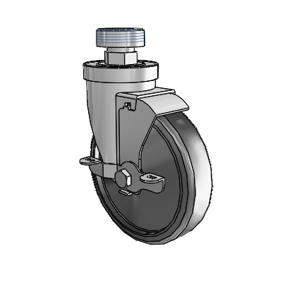 30 Series Pipe Thread Stem Zinc Swivel Caster with 5 x 1.25 Cushion Rubber Wheel and VertiLoc Brake