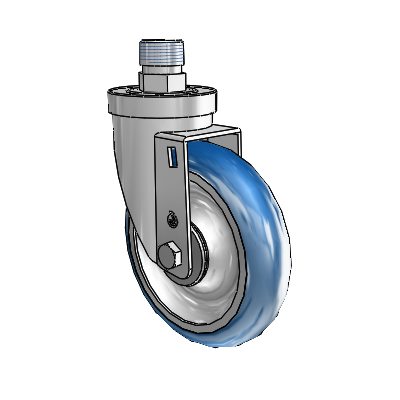 30 Series Pipe Thread Stem Zinc Swivel Caster with 5 x 1.25 PolyLoc (Blue) Wheel