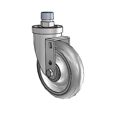 30 Series Pipe Thread Stem Zinc Swivel Caster with 5 x 1.25 PolyLock (Grey) Wheel